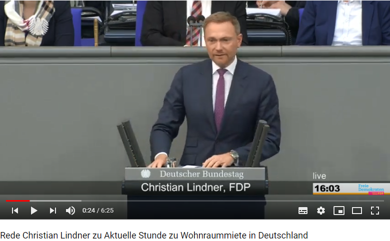 Christian Lindner bei der Debatte über Mieten in Deutschland